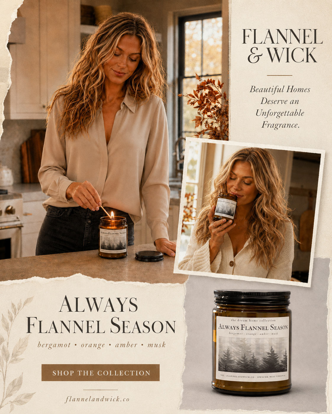 Flannel and Wick Always Flannel Season luxury home fragrance